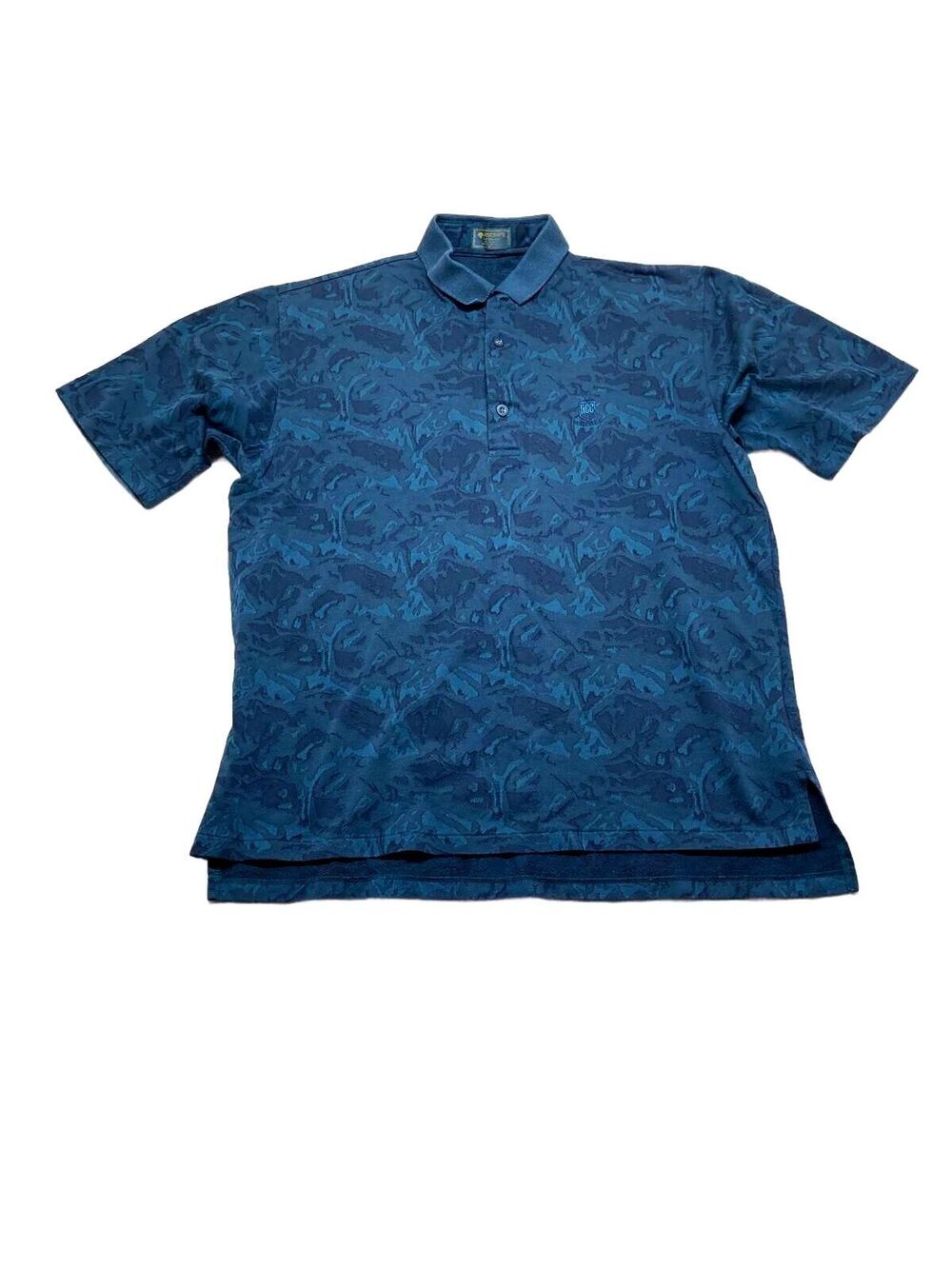 Vintage Descente Golf Collection XL Polo Shirt Blue Camo like Pattern